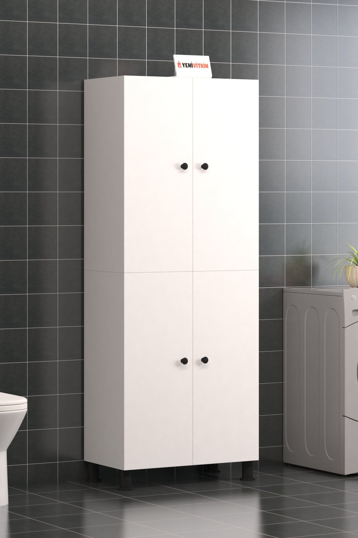 8 Raflı Çok Amaçlı Beyaz Kiler Banyo Mutfak Dolabı 172 Cm