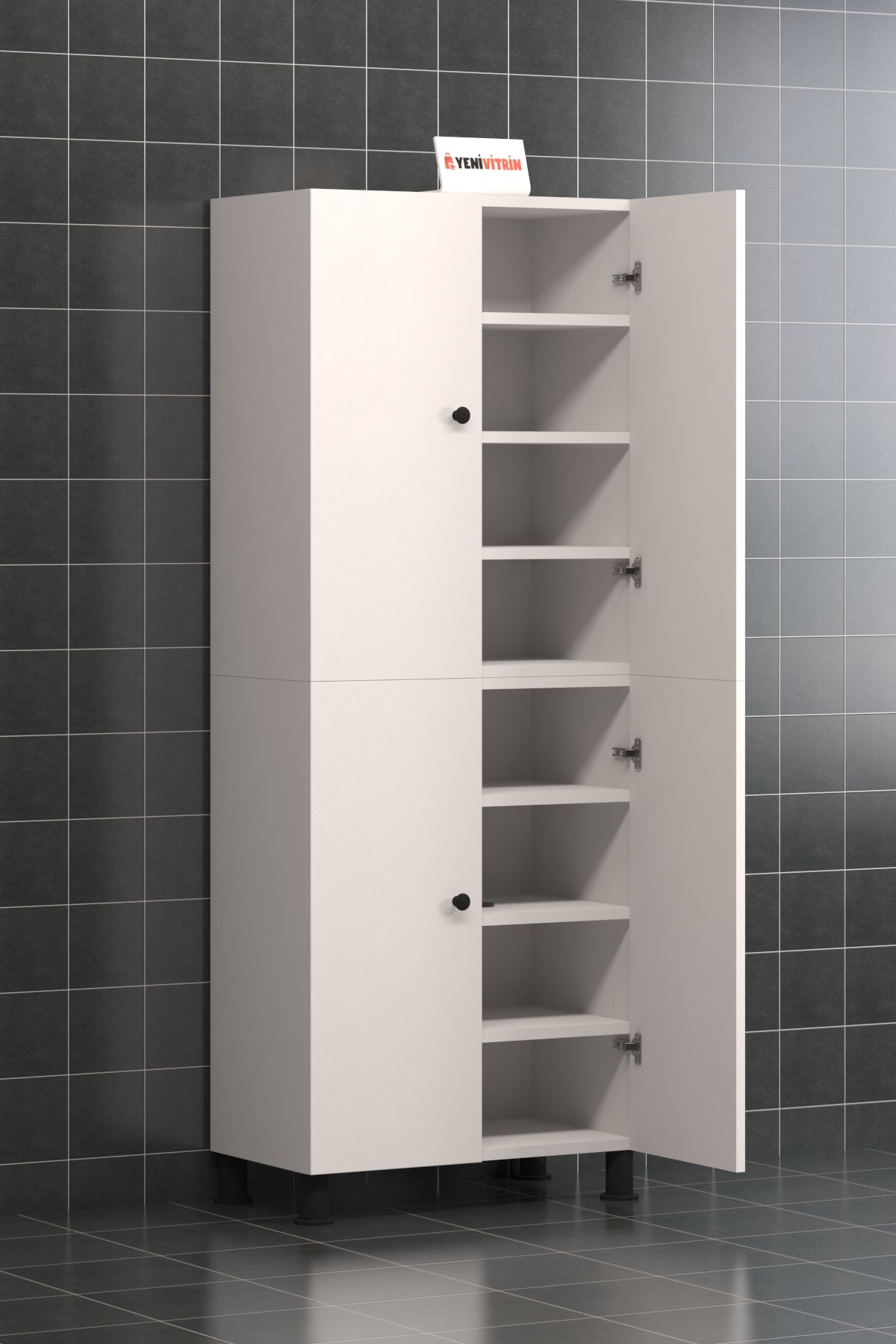 8 Raflı Çok Amaçlı Beyaz Kiler Banyo Mutfak Dolabı 172 Cm